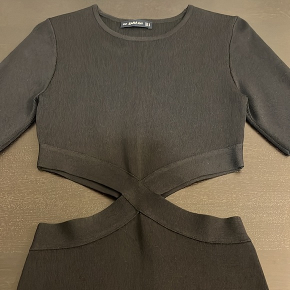 Zara Black Side Cut Out Bodycon Mini Dress - Picture 8 of 12